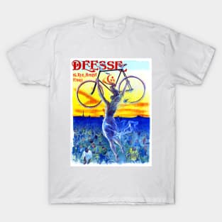 Déesse Bicycle Goddess In Flight 1898 Paris, France by Jean de Paleologue T-Shirt